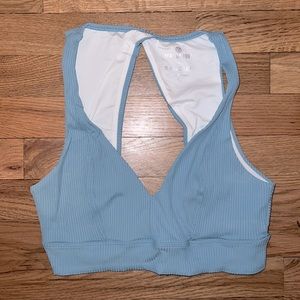 Year of Ours Ribbed Blue Sports Bra Size L NWOT